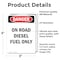 Signmission Portrait On Road Diesel Fuel Only Danger Sign, Vinyl Decal, 3.5in W x 5in L, 2PK OS-2PACK-DS-D-35-V-1127 - alternate 6